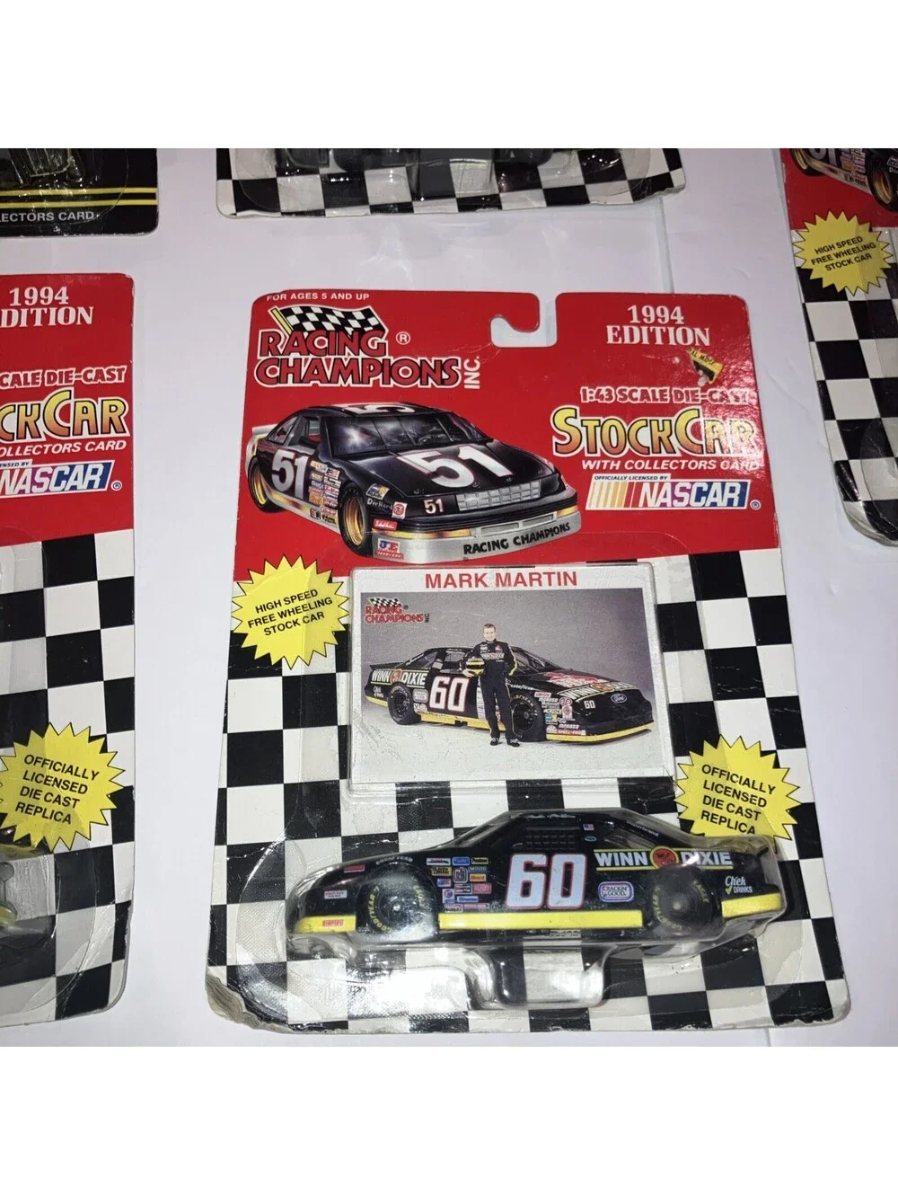 LOT Of 5 VINTAGE 1994-95 NASCAR RACING CHAMPIONS CARS MARK MARTIN 1:43 SCALE NEW